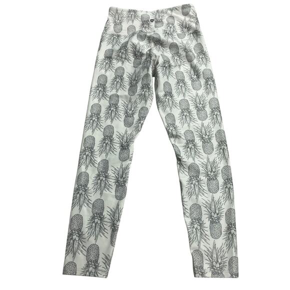NWT Wildfox Pineapple Leggings Ankle Crop WLL1548T Womens Size Medium White Gray - Picture 7 of 11